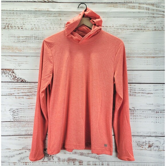Huk Womens Size L Orange Red Long Sleeve Waypoint Hoodie Top EUC - Picture 1 of 9